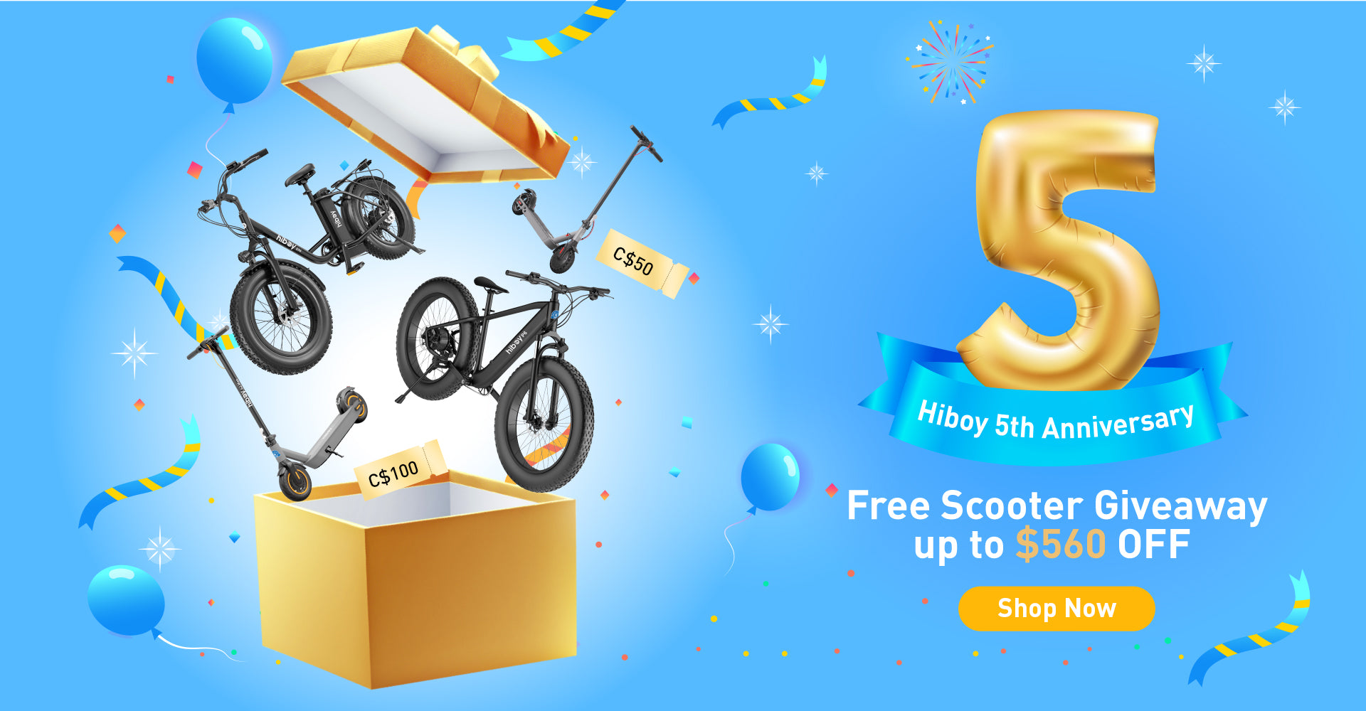 Hiboy Canada's 5th Anniversary Sale: Big Savings and Gifts You Won't Want to Miss