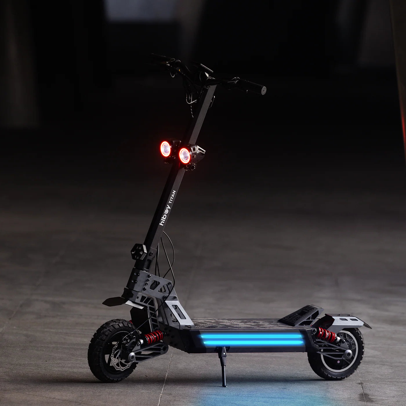 Hiboy Titan electric scooter with LED lights for safer night riding