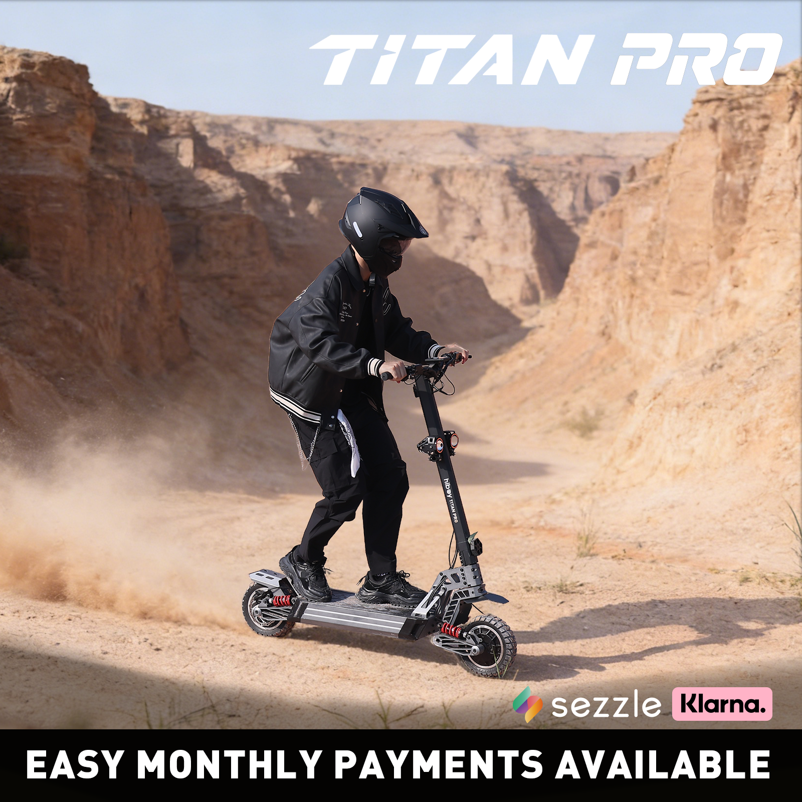 Rider using Hiboy Titan Pro electric scooter for off road adventure riding