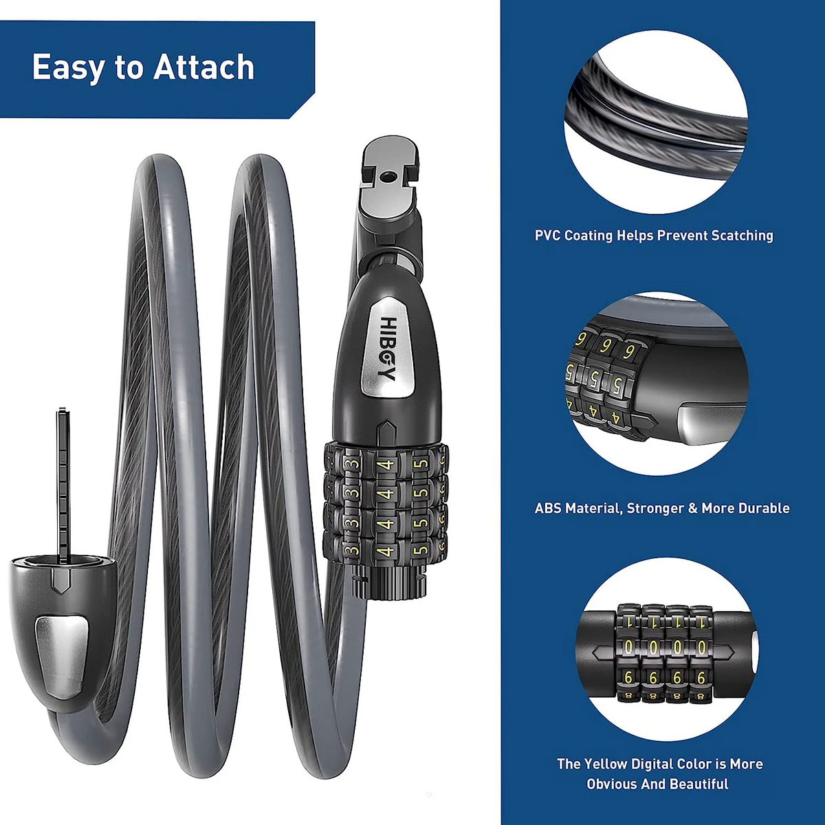Hiboy 4-Digit Password Cable Lock - Anti-Theft & Lightweight – CAHIBOY