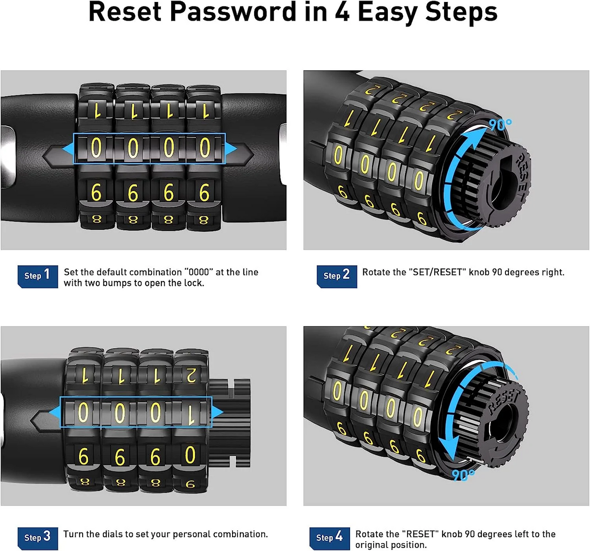 Hiboy 4-Digit Password Cable Lock - Anti-Theft & Lightweight – CAHIBOY